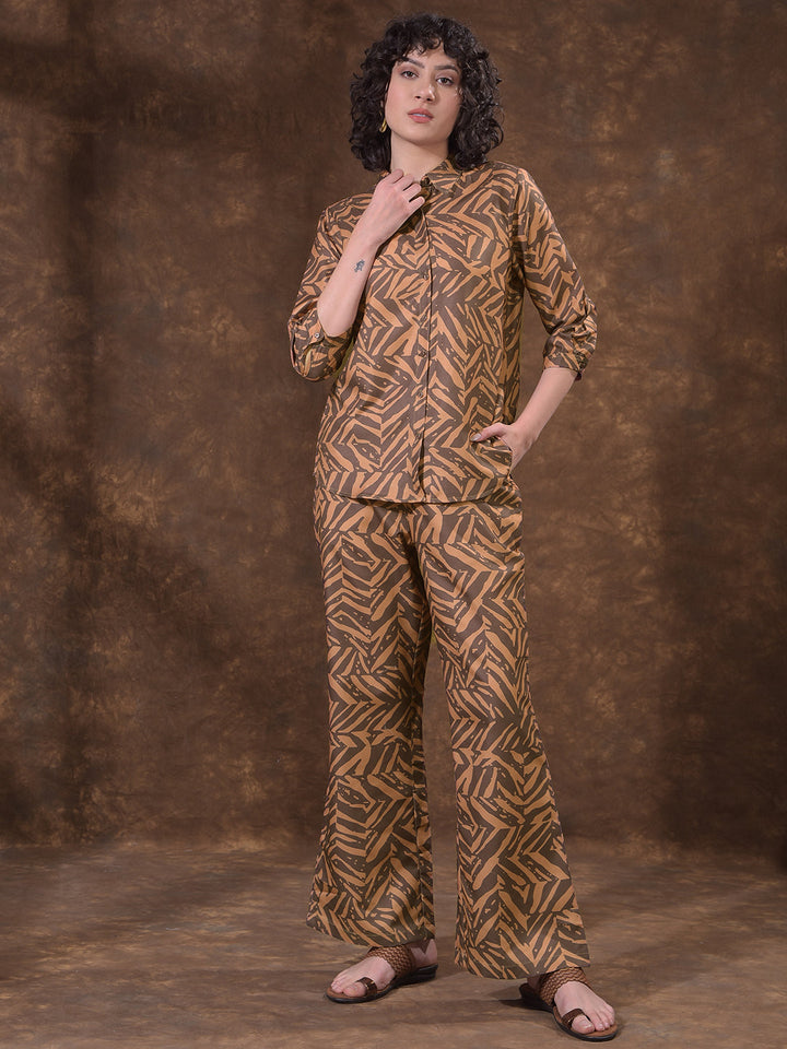 miss forever dark brown printed summer co-ord set