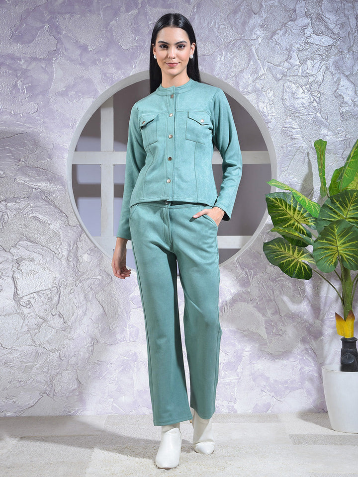 miss forever solid mint winter co-ord set