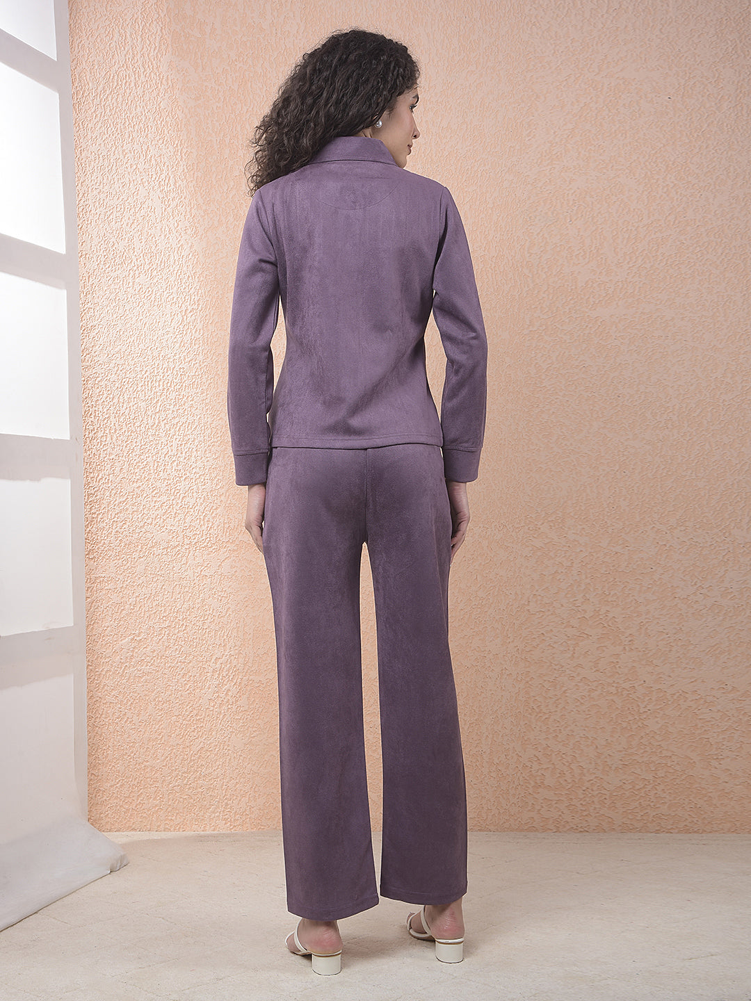 miss forever solid mauve winter co-ord set