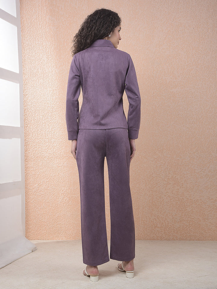 miss forever solid mauve winter co-ord set