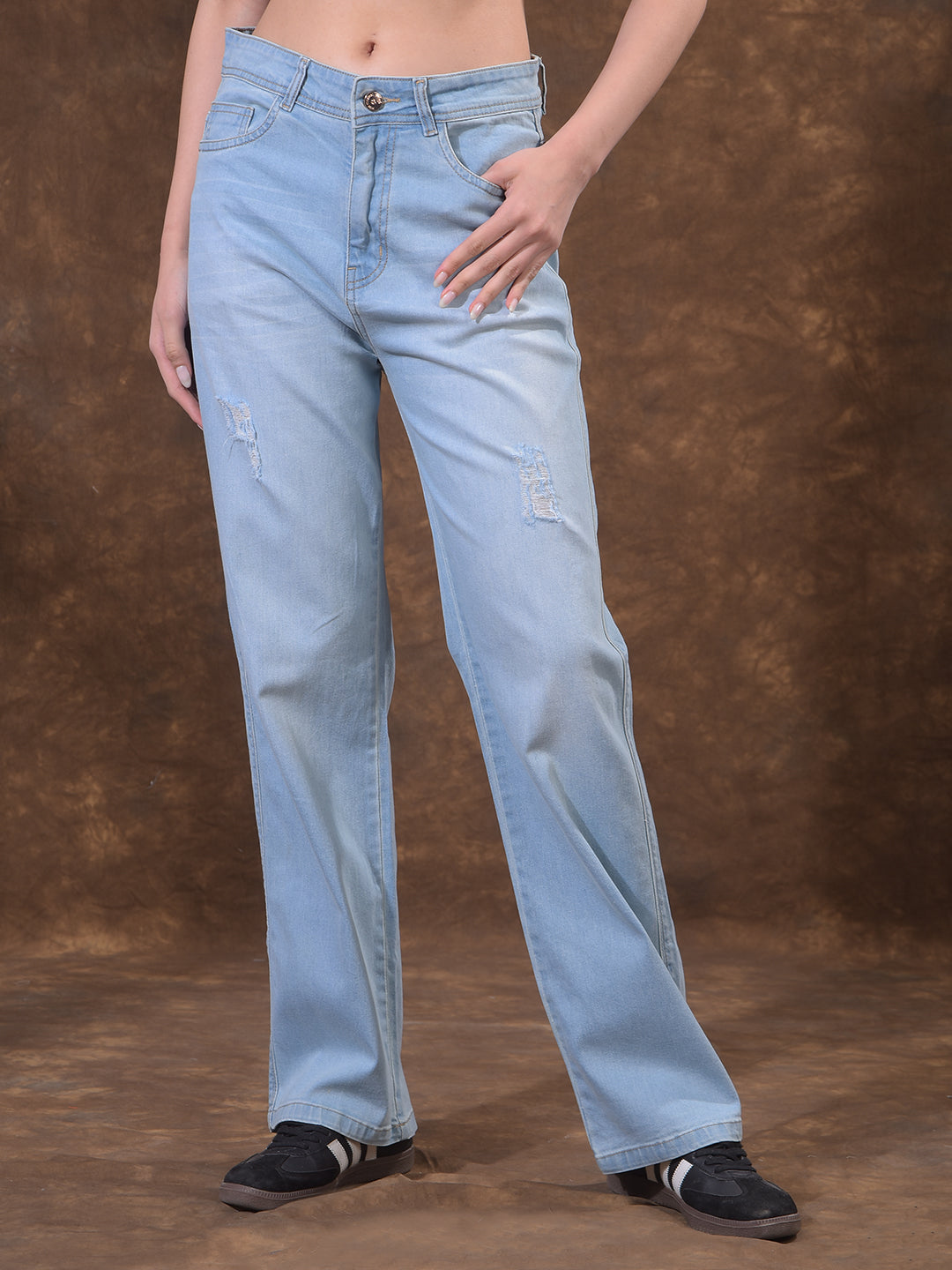 miss forever dusty sky blue straight-fit jeans