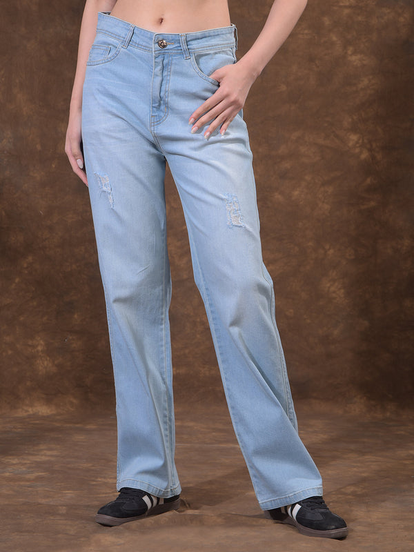 miss forever dusty sky blue straight-fit jeans