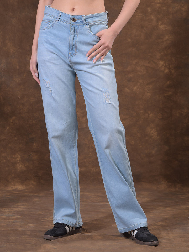 miss forever dusty sky blue straight-fit jeans