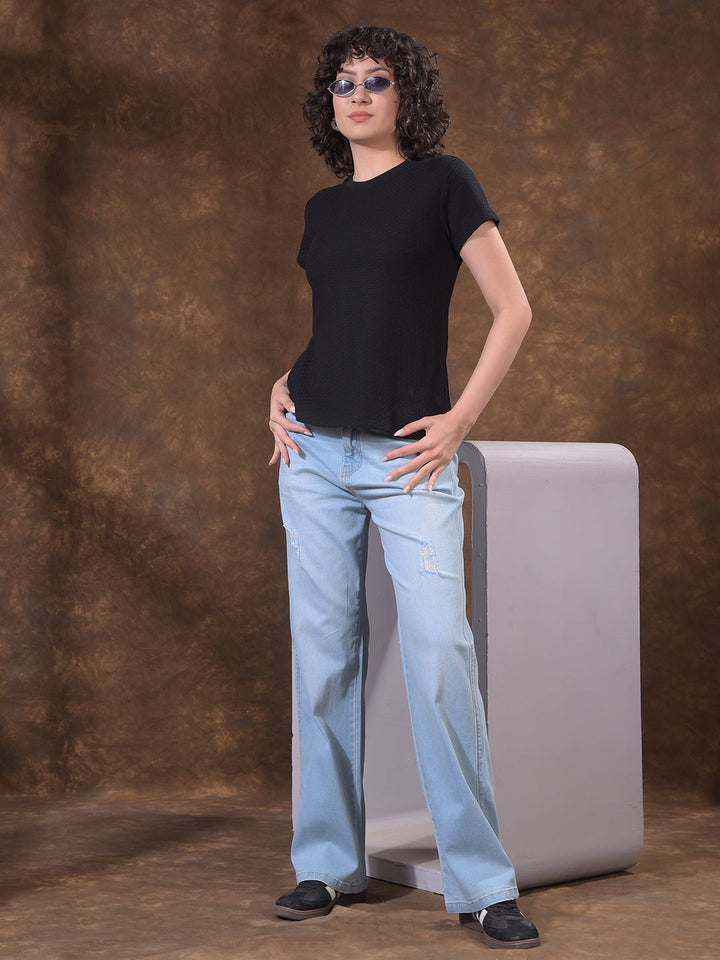 miss forever dusty sky blue straight-fit jeans