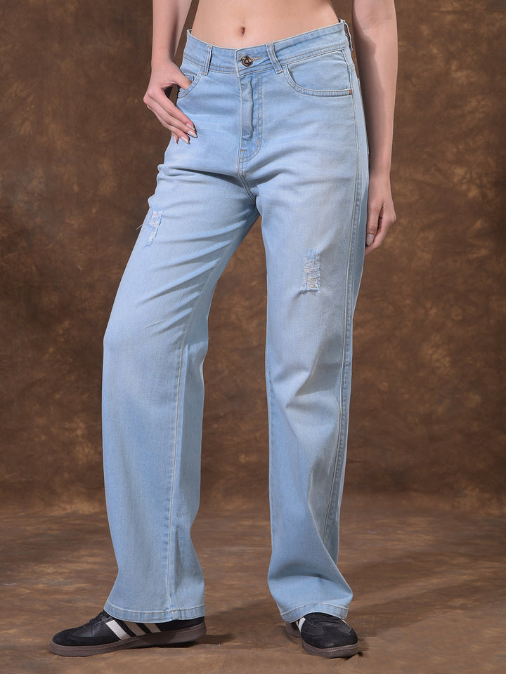 miss forever dusty sky blue straight-fit jeans