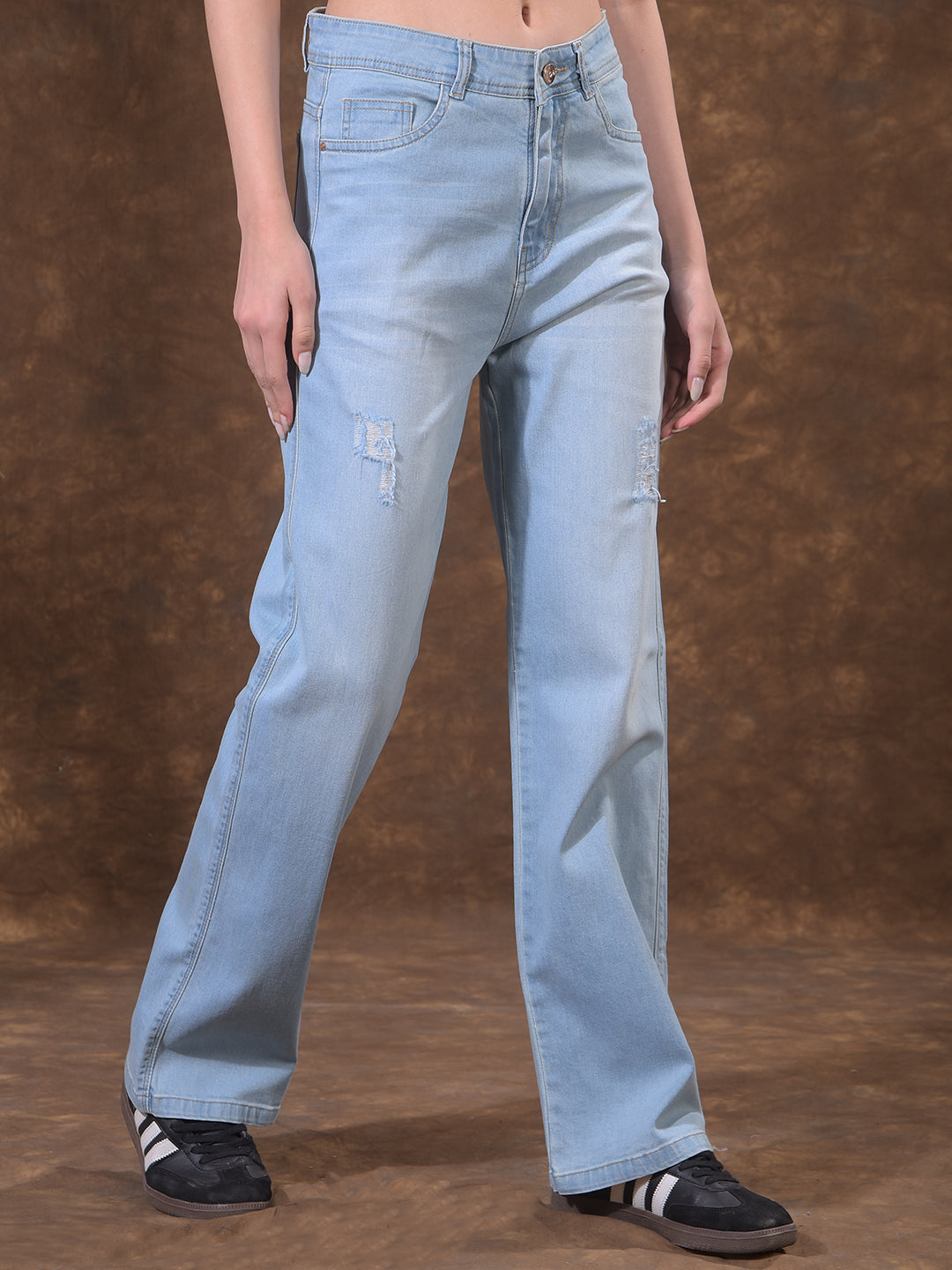 miss forever dusty sky blue straight-fit jeans