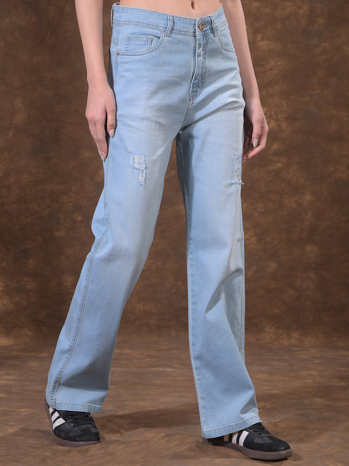 miss forever dusty sky blue straight-fit jeans