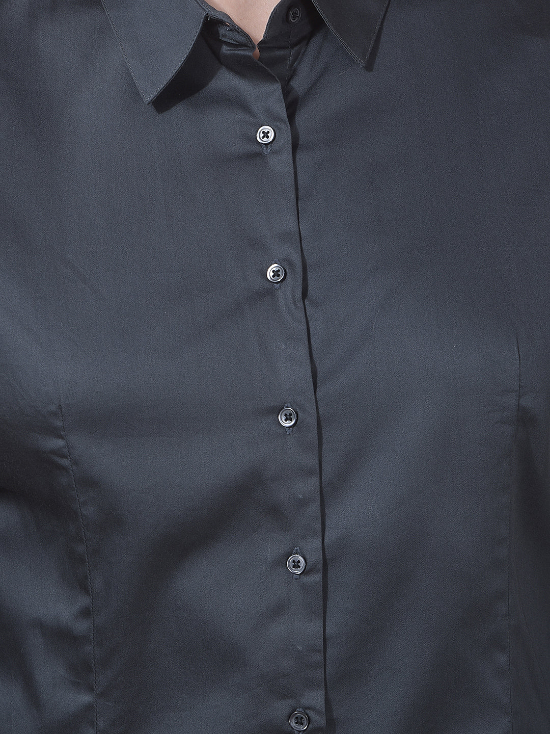 miss forever dark grey solid formal shirt