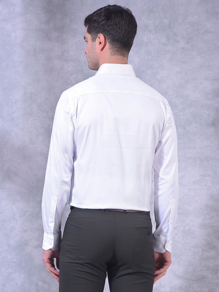 cobb white solid slim-fit formal shirt