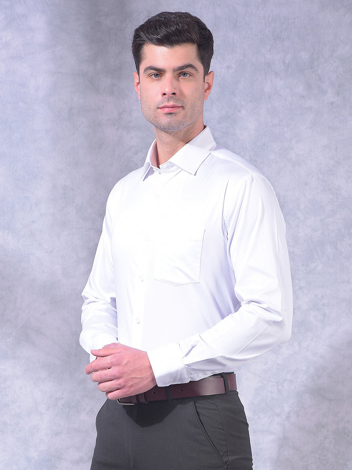 cobb white solid slim-fit formal shirt