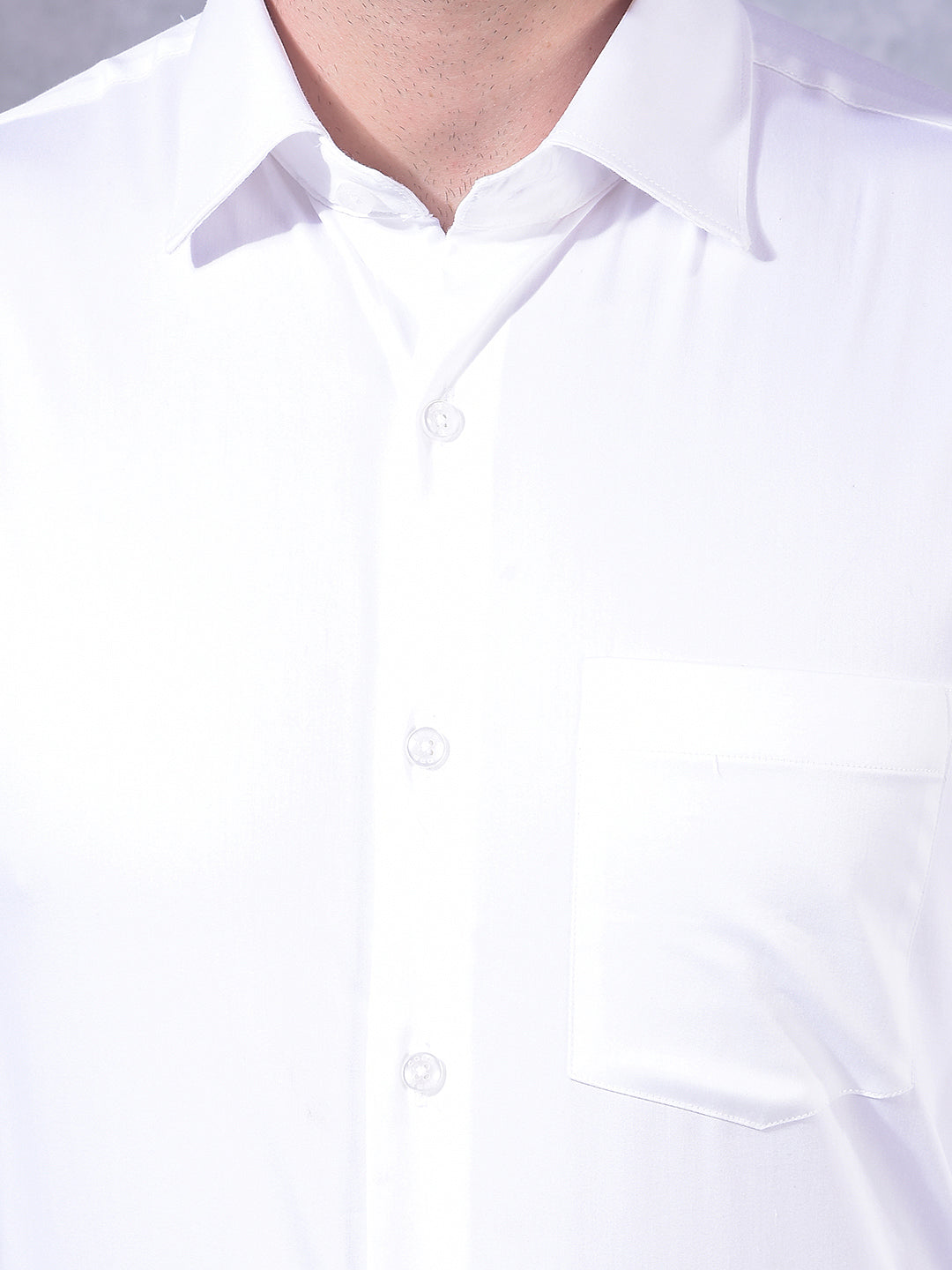 COBB WHITE SOLID SLIM-FIT FORMAL SHIRT