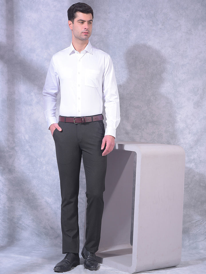 COBB WHITE SOLID SLIM-FIT FORMAL SHIRT