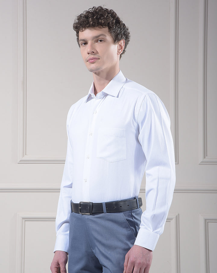 cobb white solid smart-fit formal shirt