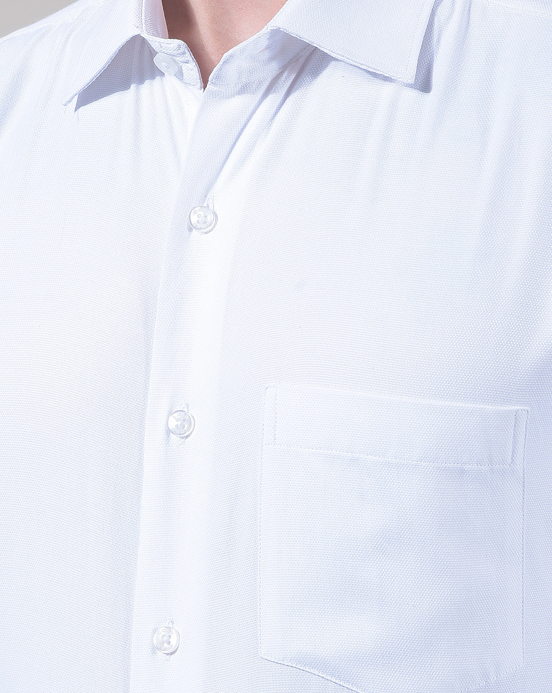 COBB WHITE SOLID SMART-FIT FORMAL SHIRT