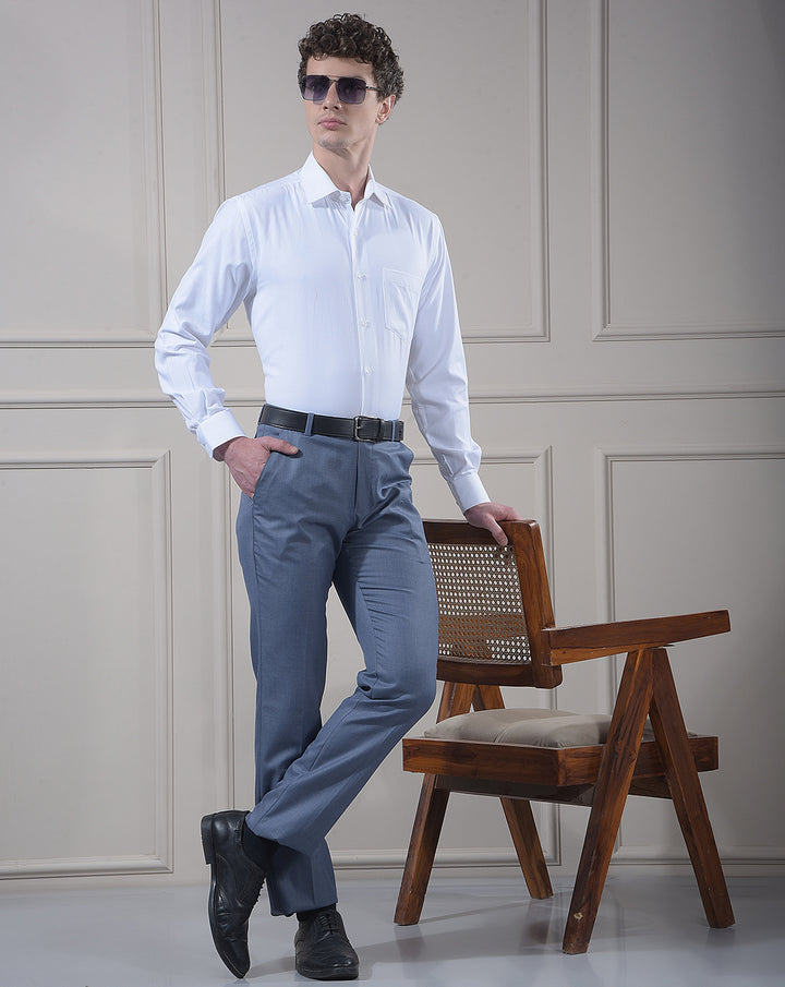 COBB WHITE SOLID SMART-FIT FORMAL SHIRT