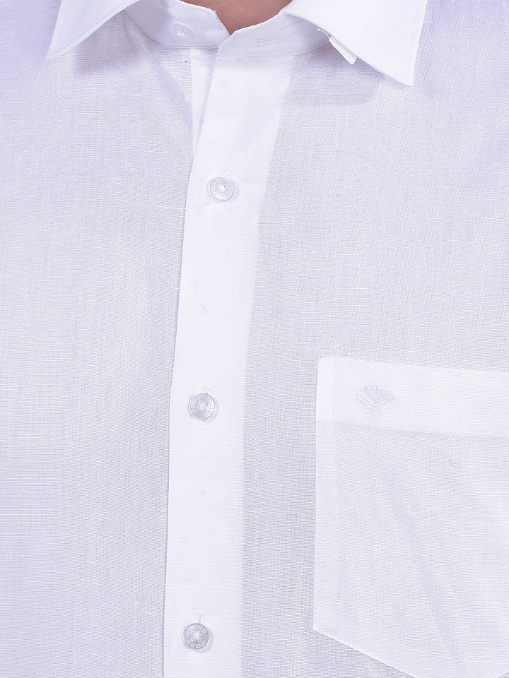 cobb solid white smart-fit linen formal shirt
