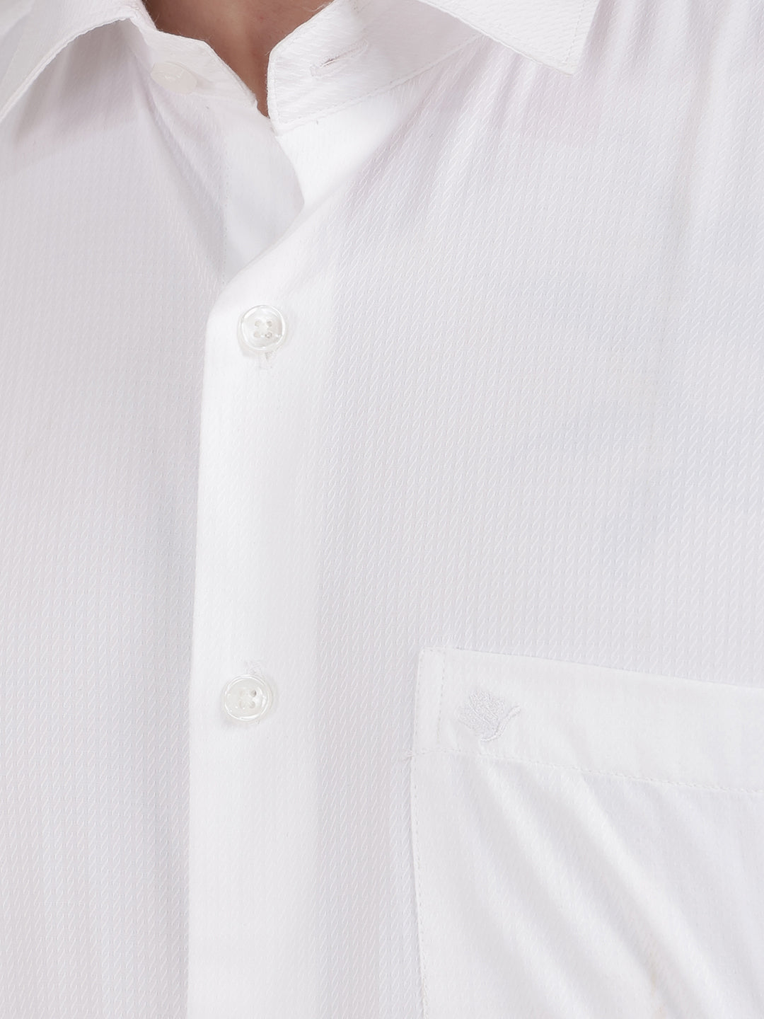 COBB WHITE SELF DESIGN SMART-FIT FORMAL SHIRT