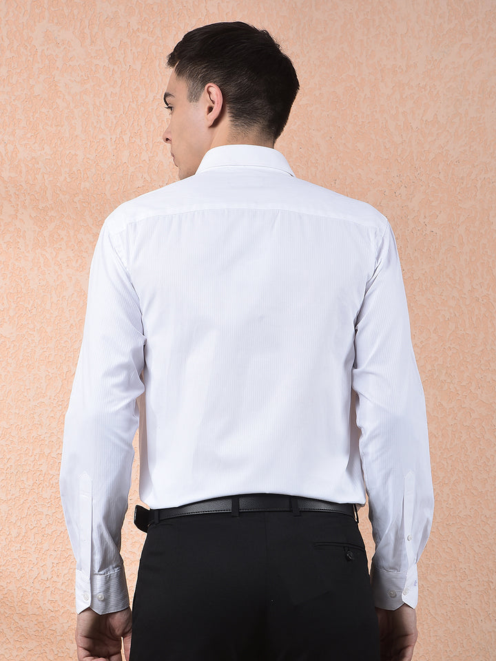 COBB WHITE SELF-DESIGN FORMAL SHIRT
