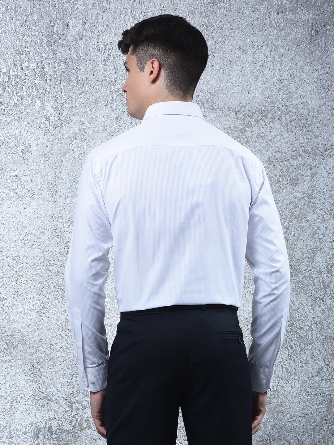 cobb white self-design formal shirt