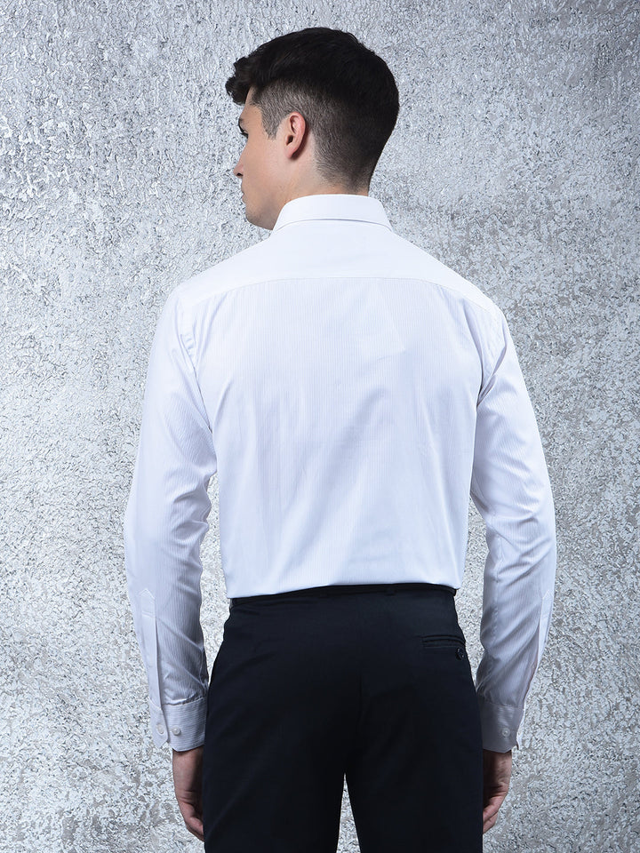 cobb white self-design formal shirt