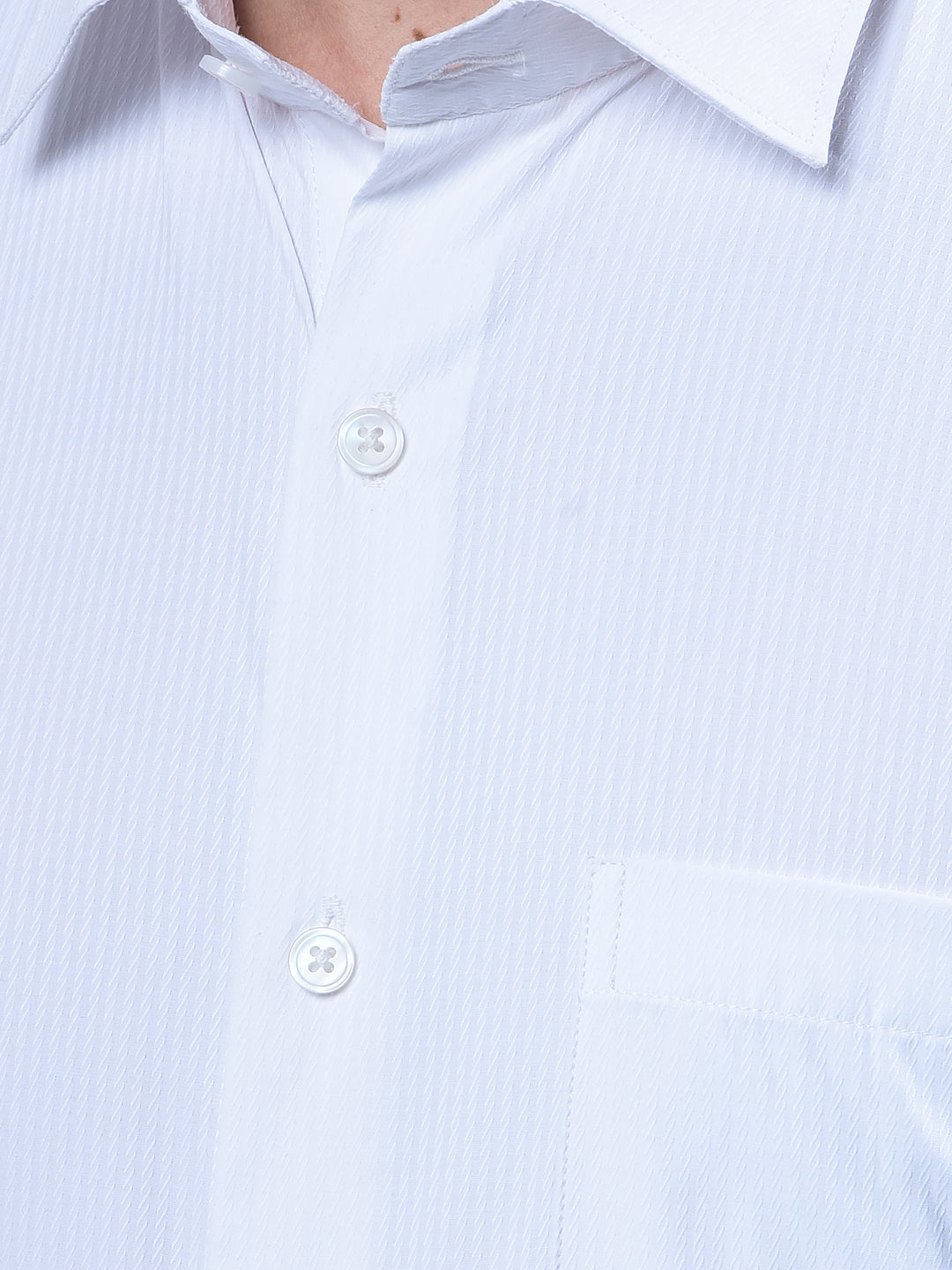 cobb white self-design formal shirt