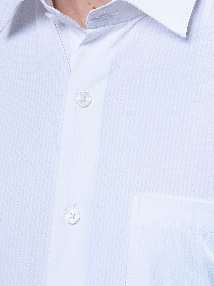 cobb white self-design formal shirt