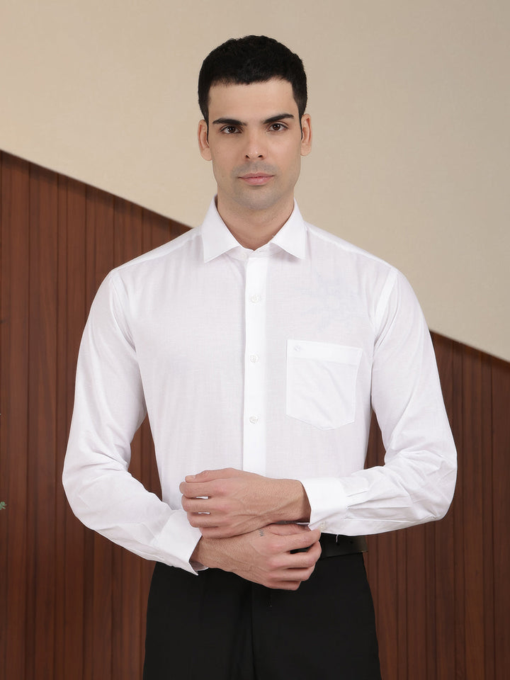 cobb solid white smart-fit formal shirt