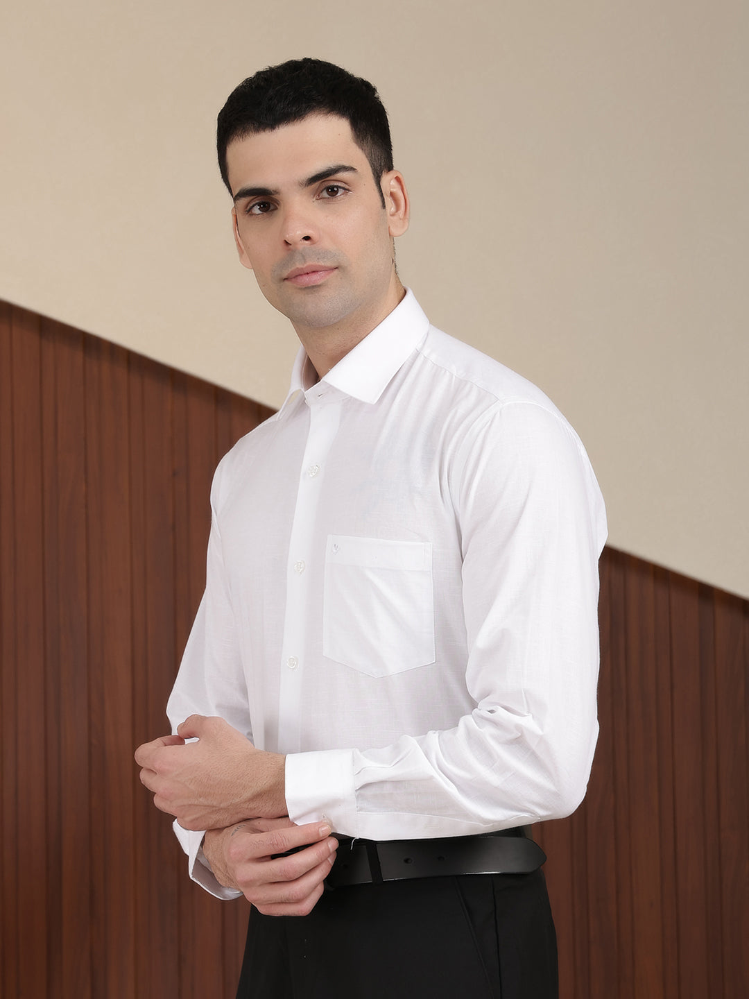 COBB SOLID WHITE SMART-FIT FORMAL SHIRT