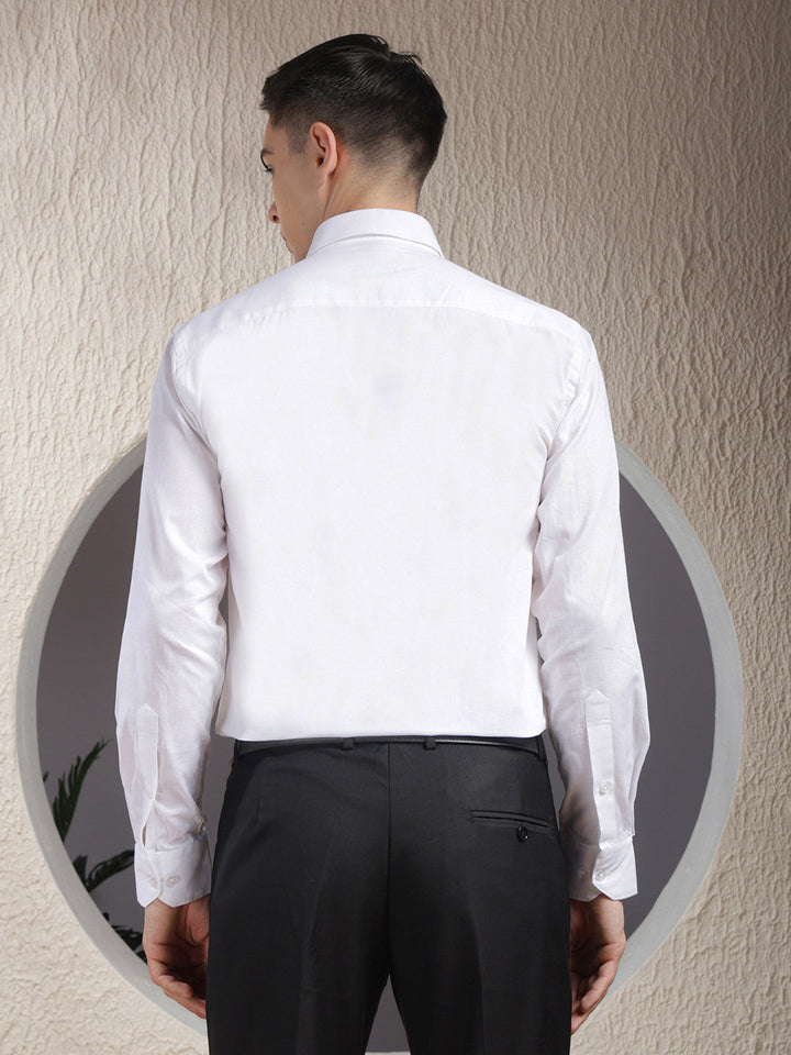 cobb solid white smart-fit formal shirt