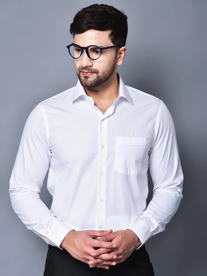 WHITE SOLID SMART-FIT FORMAL SHIRT