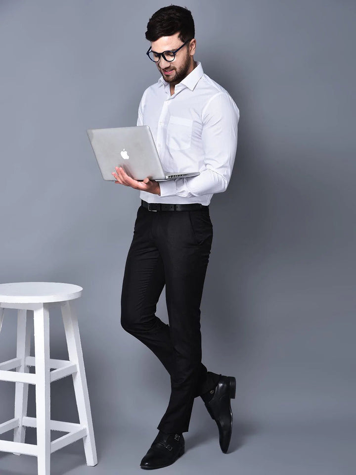 Cobb White Solid Smart Fit Formal Shirt