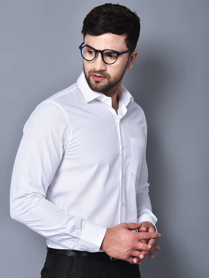 Cobb White Solid Smart Fit Formal Shirt