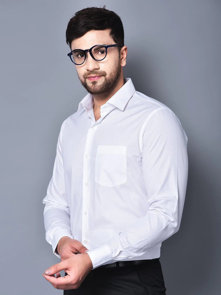 Cobb White Solid Smart Fit Formal Shirt