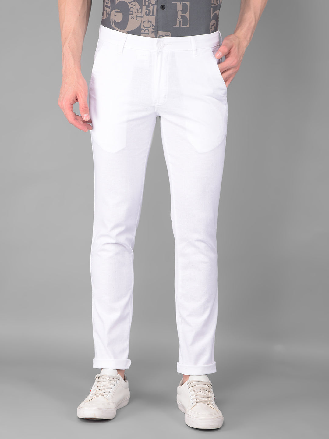 cobb white ultra fit linen casual trosuer