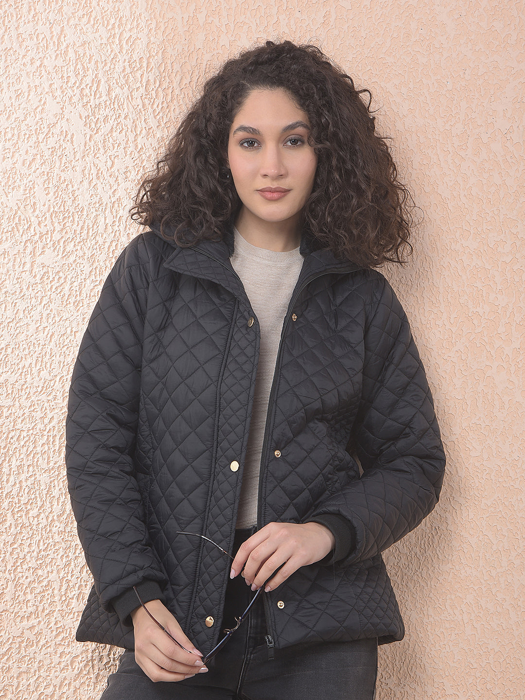 miss forever black self-design jacket