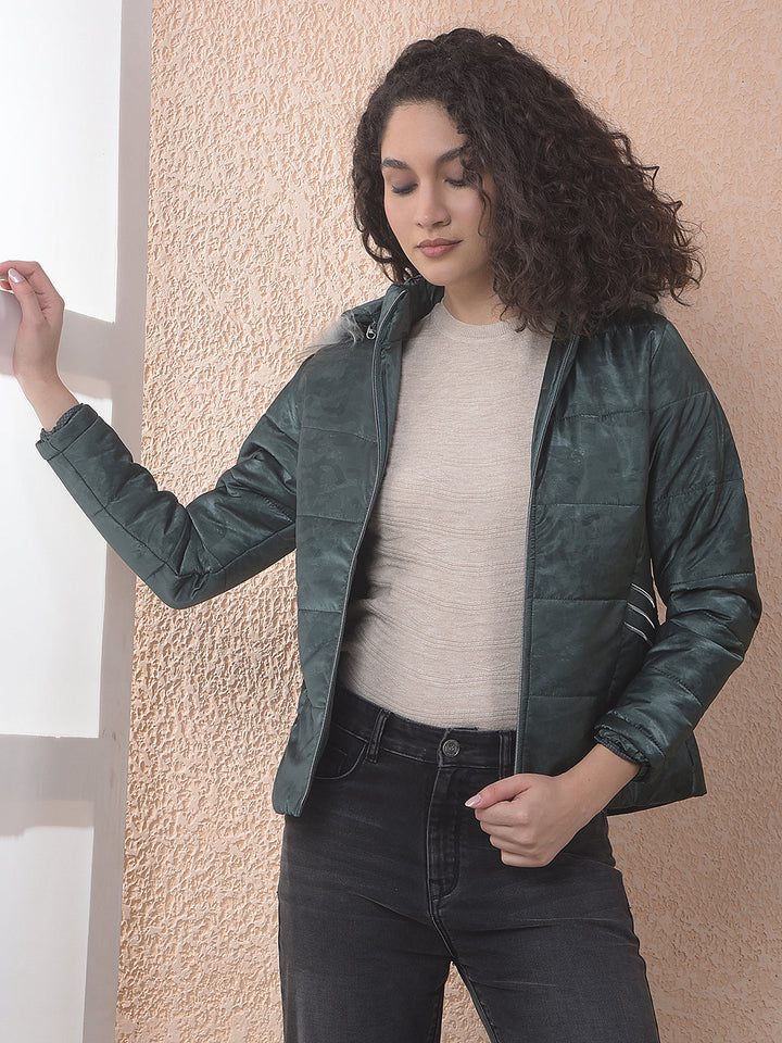 miss forever olive printed hooded jacket