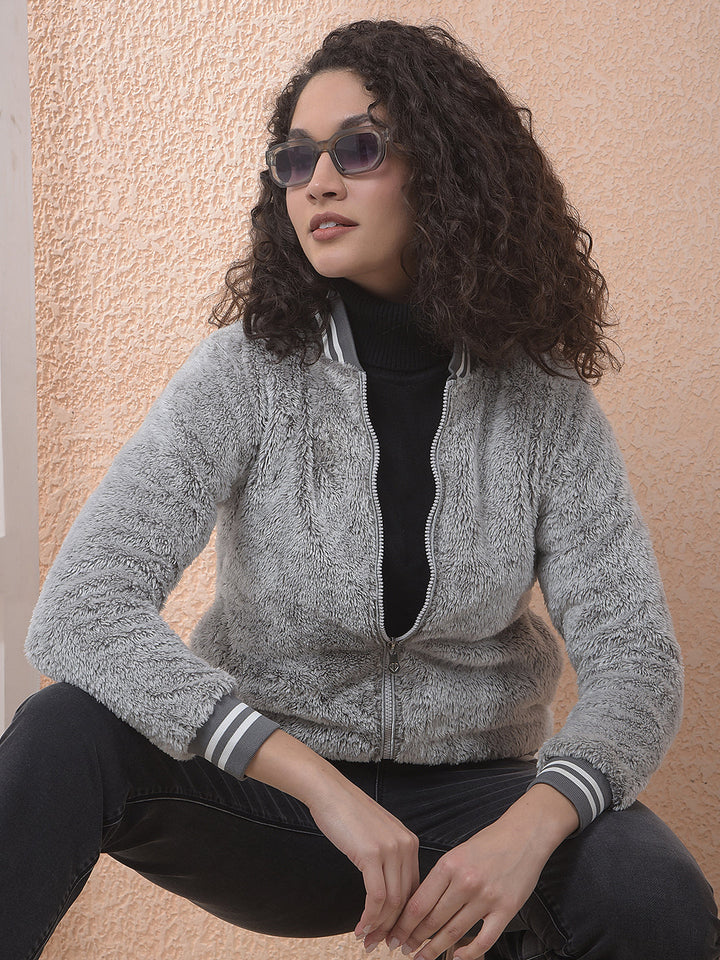 miss forever grey self-design jacket