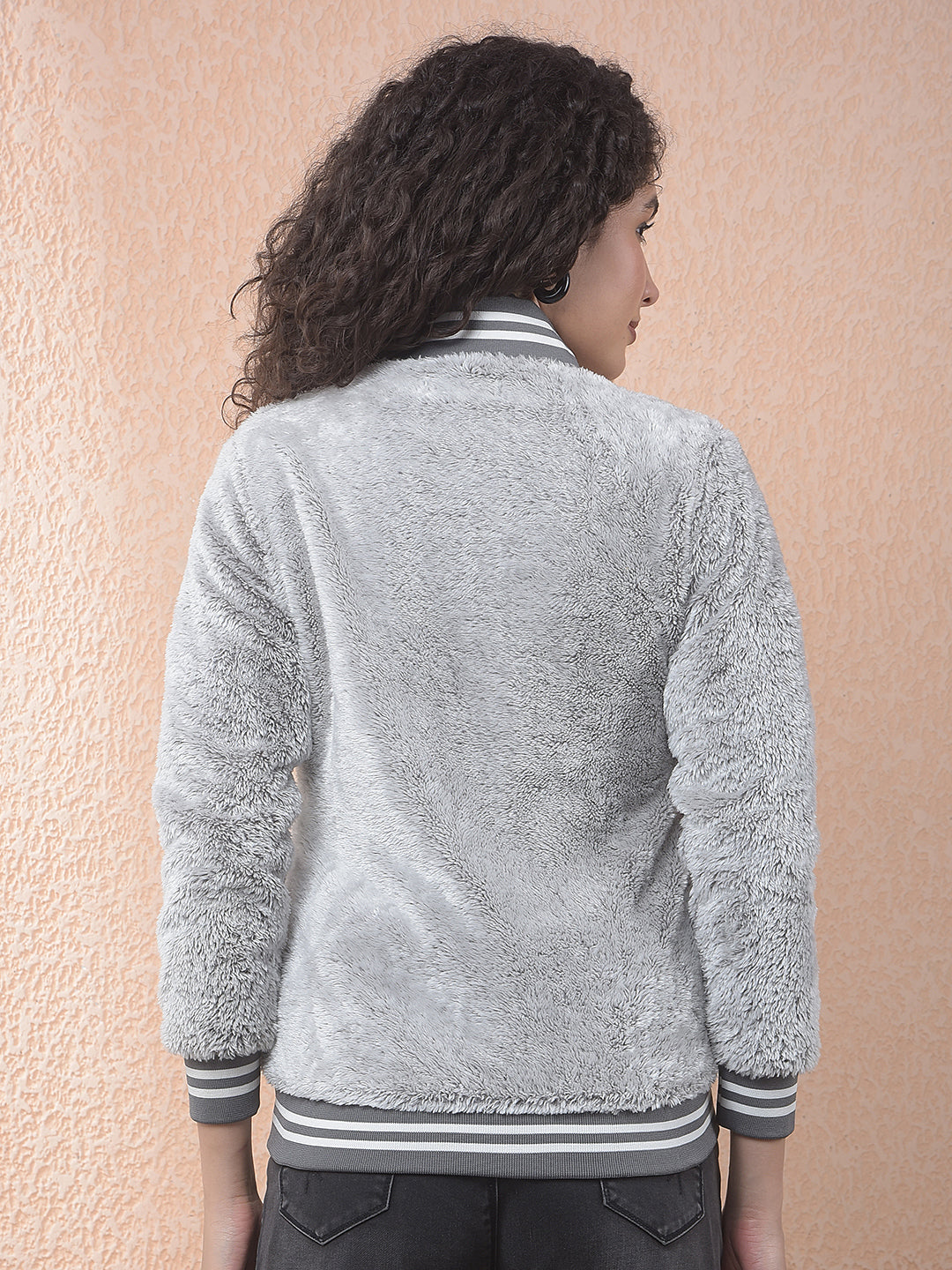 miss forever grey self-design jacket