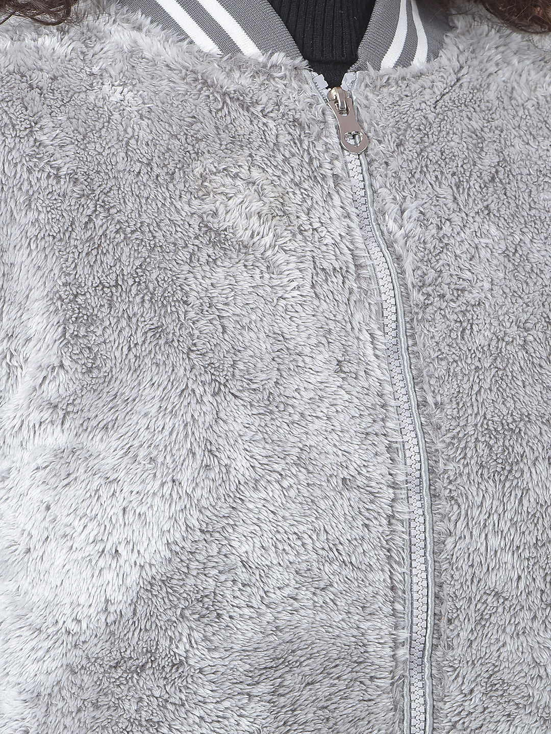 MISS FOREVER GREY SELF-DESIGN JACKET