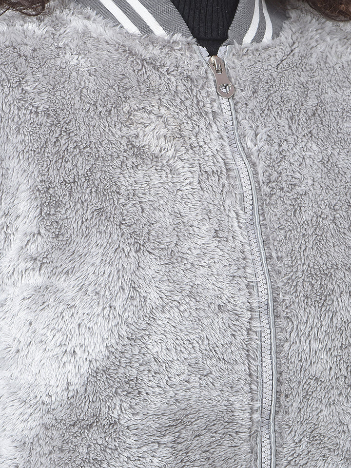 MISS FOREVER GREY SELF-DESIGN JACKET