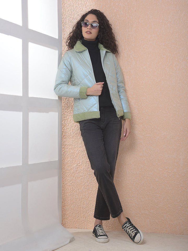 MISS FOREVER SEA GREEN SELF-DESIGN JACKET