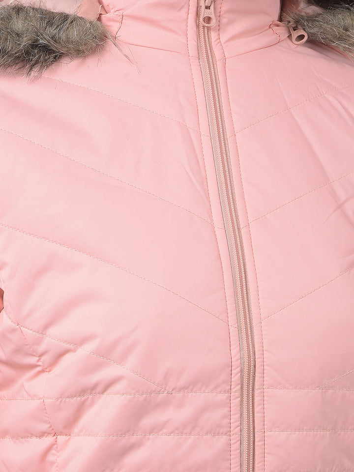 miss forever solid coral hooded jacket