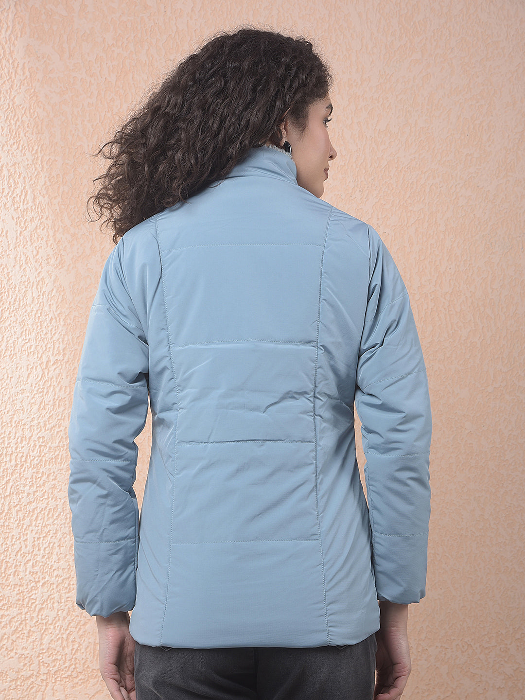 miss forever air force blue self-design jacket
