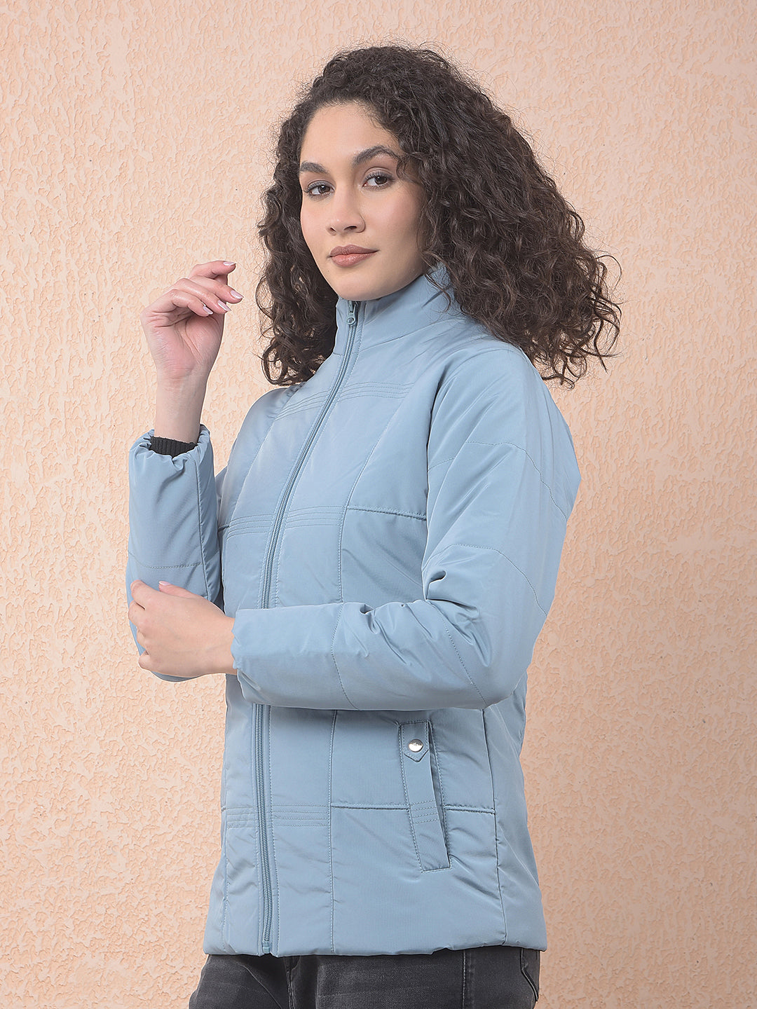 miss forever air force blue self-design jacket
