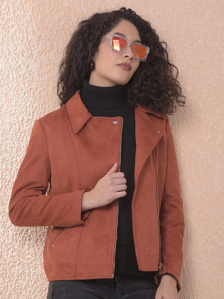 miss forever solid rust collar jacket
