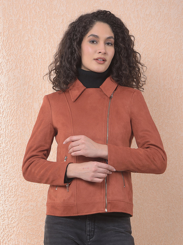 miss forever solid rust collar jacket