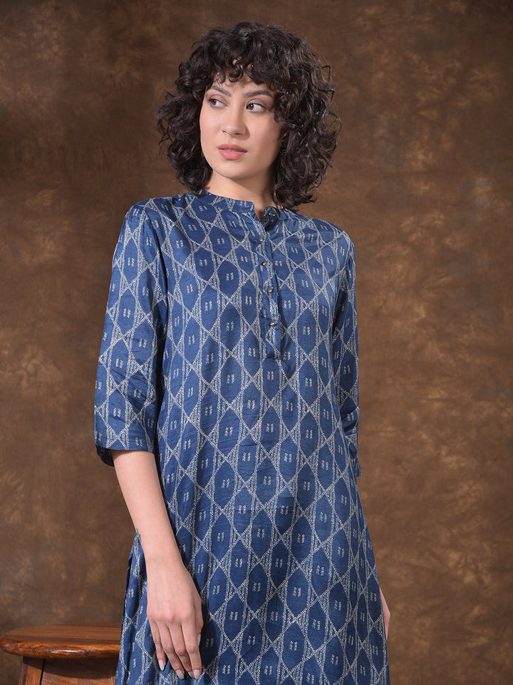 miss forever blue printed summer kurti with plazo