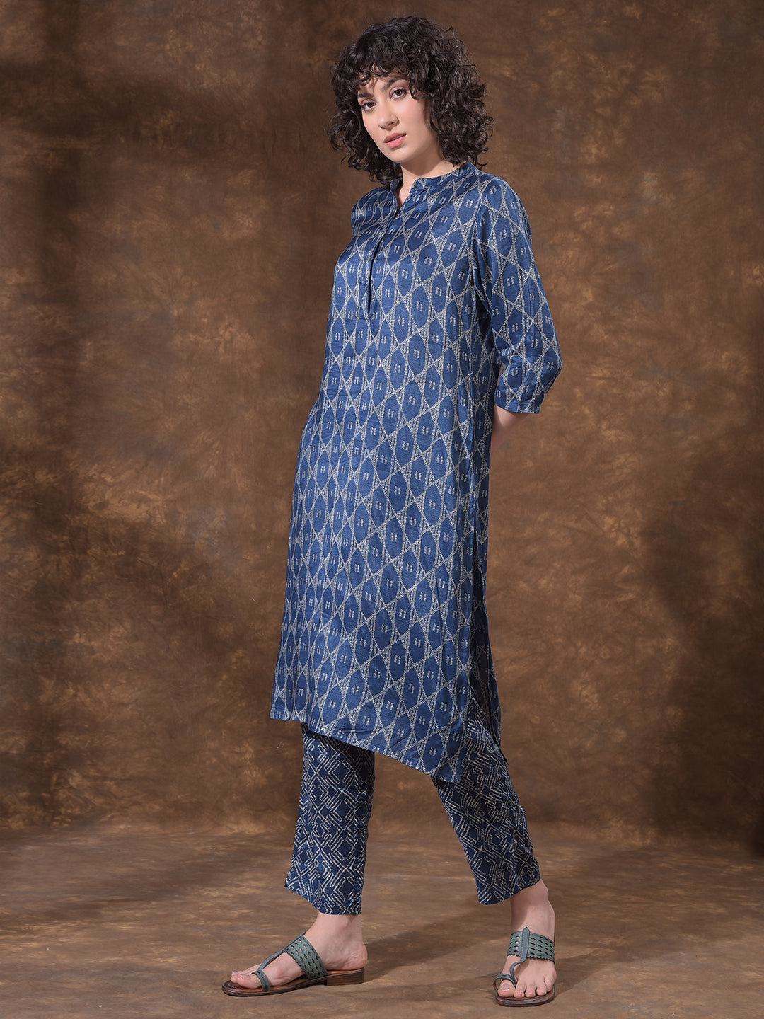 miss forever blue printed summer kurti with plazo