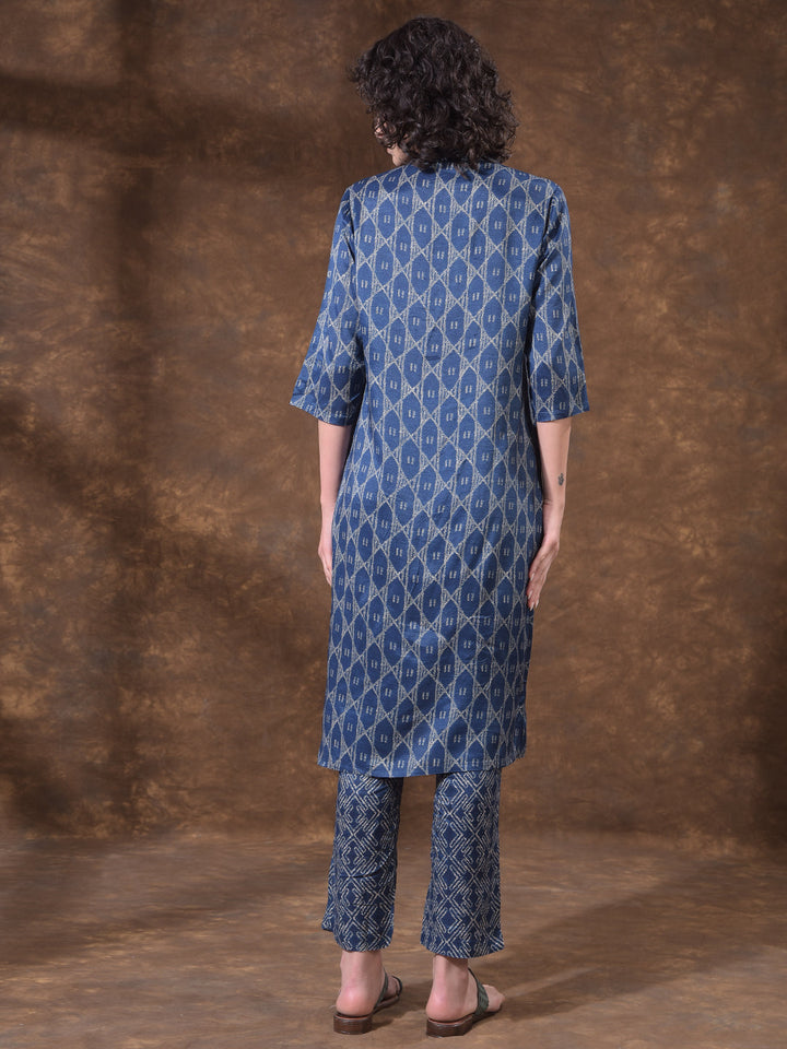 miss forever blue printed summer kurti with plazo