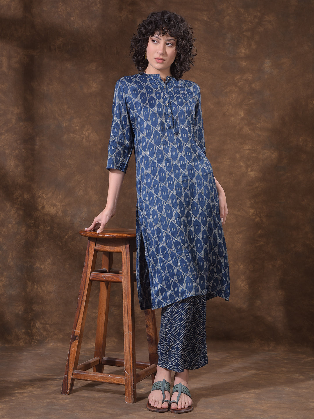 miss forever blue printed summer kurti with plazo